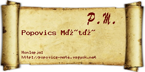 Popovics Máté névjegykártya